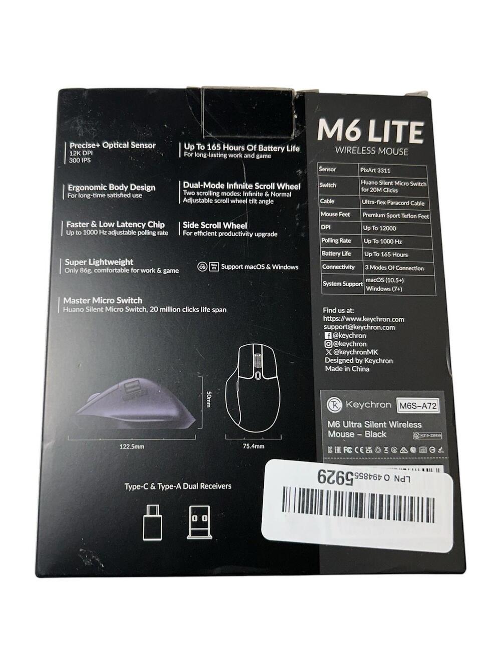 Keychron M6 Lite Wireless Gaming Mouse, Programmable, for Windows/Mac/Linux -NEW - Picture 5 of 5